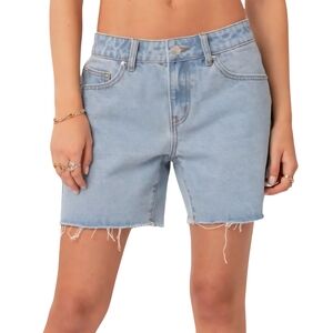 EDIKTED Tomboy Low Rise Cutoff Denim Shorts 100% Cotton Y2K Grunge Womens Medium